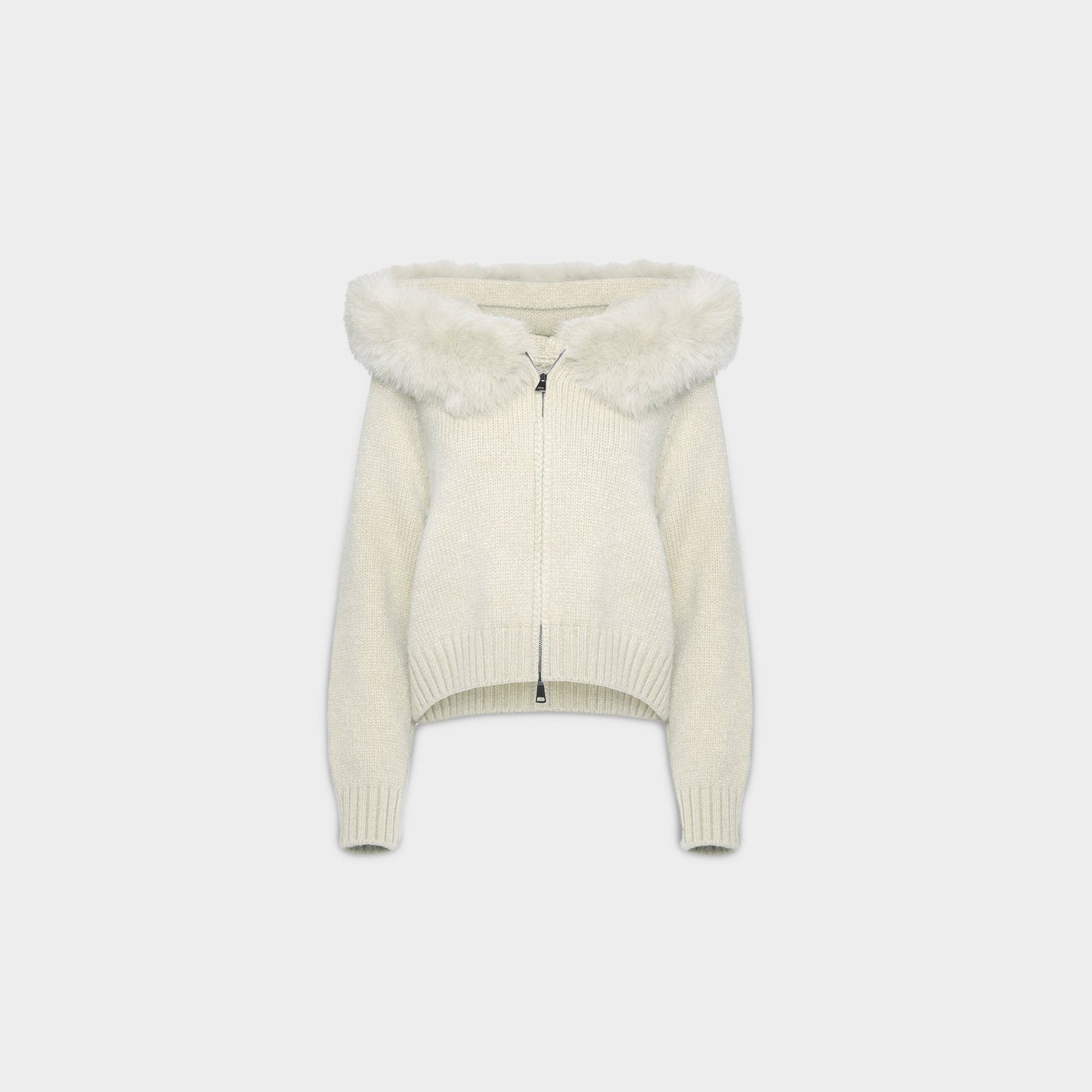 Cardigan à Capuche Femme Col Fourrure