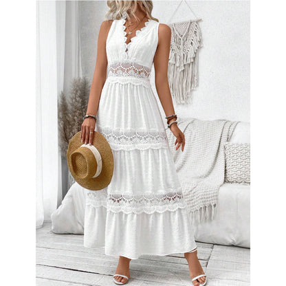 Robe Longue Sexy en Dentelle Blanche