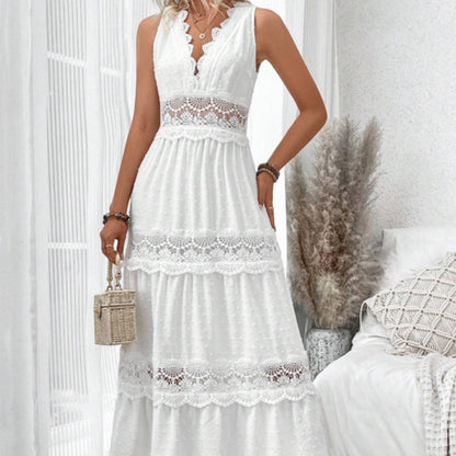 Robe Longue Sexy en Dentelle Blanche