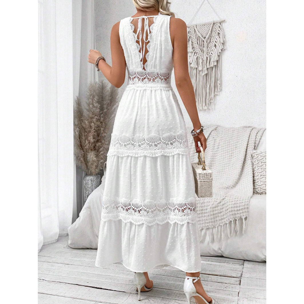 Robe Longue Sexy en Dentelle Blanche