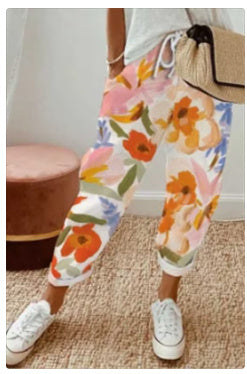 Pantalon Casual Femme en Lin et Coton